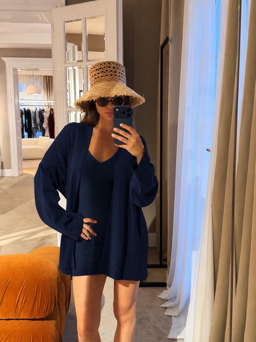 Mini Dion Navy Blue Cardigan and Dress
