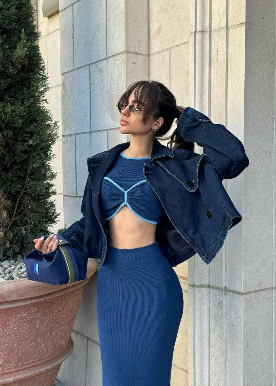 Ella Knit plavi set